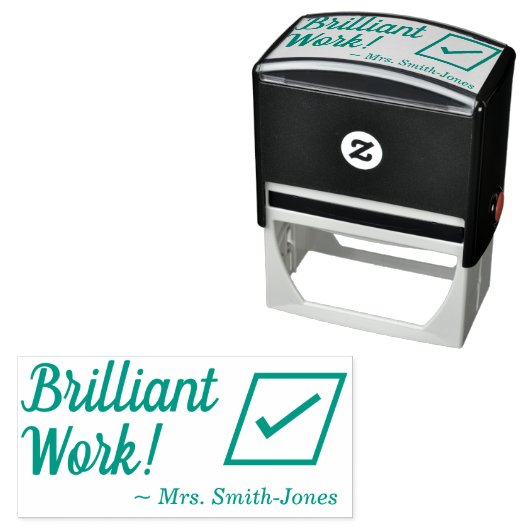 Tampon Auto-encreur "Brillant travail !" Timbre en caoutchouc de class (En situation)