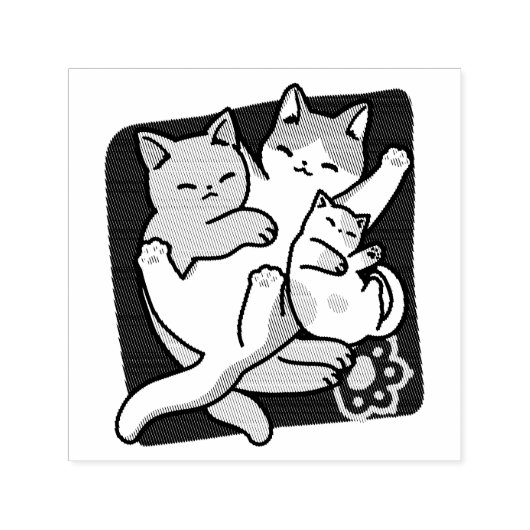 Tampon Auto-encreur Brosse à lait - Chats à couchage mignon (Design)