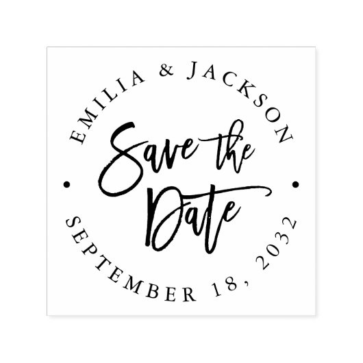 Tampon Auto-encreur Brosse moderne Lettré Enregistrer la date (Design)