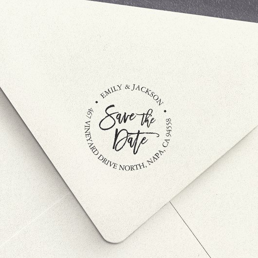 Tampon Auto-encreur Brosse moderne Lettré Enregistrer la date Adresse 