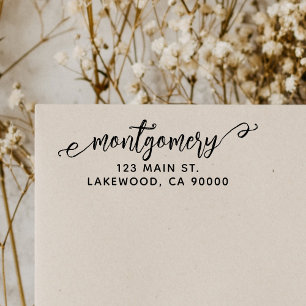 Tampon Auto-encreur Brush Script élégant Adresse de retour