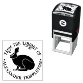 Tampon Auto-encreur Bunny Rabbit Outline Library Nom du livre (En situation)