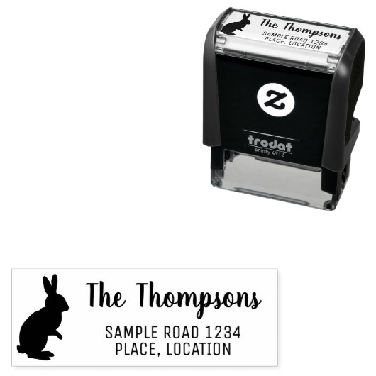 Tampon Auto-encreur Bunny Silhouette With Address Cute Easter (En situation)