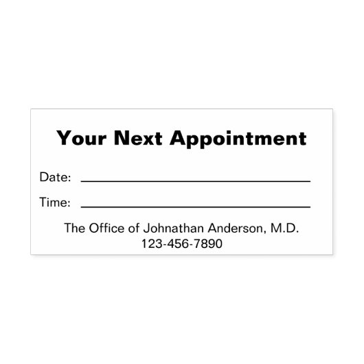 Tampon Auto-encreur Bureau Médicale simple Votre prochain rendez-vous (Design)