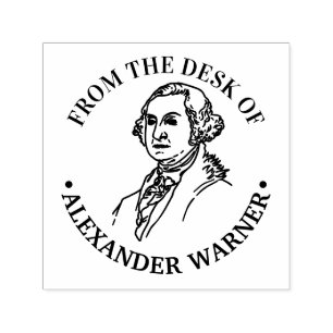 Tampon Auto-encreur Bust of George Washington Round "From the Desk of"