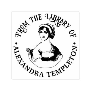 Tampon Auto-encreur Buste de l'écrivain Jane Austen Nom du livre de bi