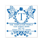Tampon Auto-encreur Butterfly Border Frame #2 Name Initial Address (Design)