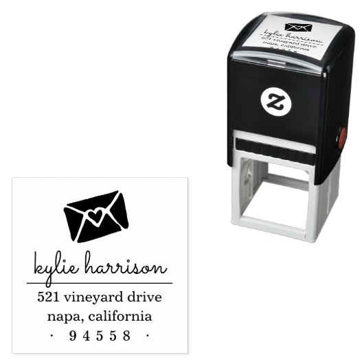 Tampon Auto-encreur Caché avec un timbre d'adresse de retour de baiser (En situation)