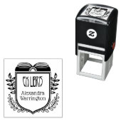 Tampon Auto-encreur Cachet de nom de livre Ex Libris de crête botaniqu (En situation)