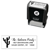 Tampon Auto-encreur Cactus Calligraphy Adresse Famille manuscrite (En situation)