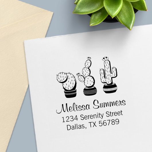 Tampon Auto-encreur Cactus Poted - Cactus Adresse Plante