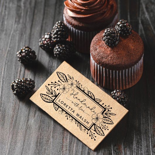 Tampon Auto-encreur Cadre Botanique dessiné à la main fait main avec a