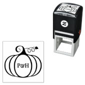 Tampon Auto-encreur Cadre Citrouille rustique 2 Monogramme initial en  (En situation)
