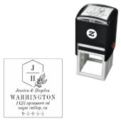 Tampon Auto-encreur Cadre de monogramme de feuille élégant | Adresse d (En situation)
