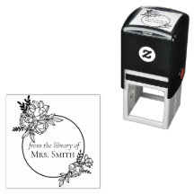 Cadre floral rose de la bibliothèque de