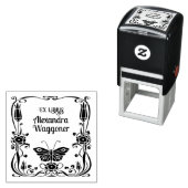 Tampon Auto-encreur Cadre papillon Art nouveau Ex Libris Bibliothèque  (En situation)