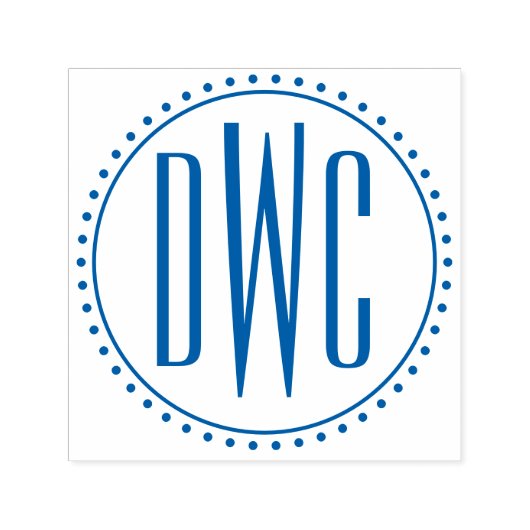 Tampon Auto-encreur Cadre rond simple 3 Lettre initiale Monogramme #8M (Design)