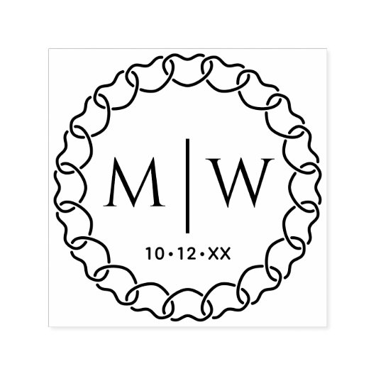 Tampon Auto-encreur Cadres Coeurs enchevêtrés Deux Monogrammes Mariage (Design)