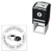 Tampon Auto-encreur Café Donuts Shop Adresse ronde (En situation)