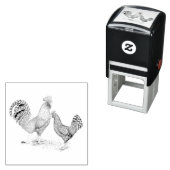 Tampon Auto-encreur California Grey Rooster and Hen (En situation)