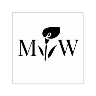 Tampon Auto-encreur Calla Lily #2 Couple Mariage 2 Initial Monogramme