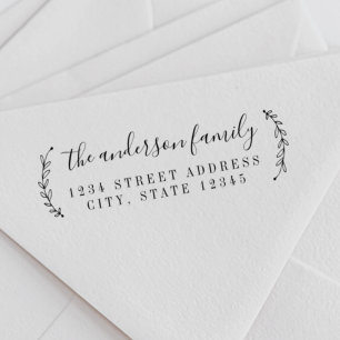 Tampon Auto-encreur Calligraphie botanique Nom de famille Adresse de r