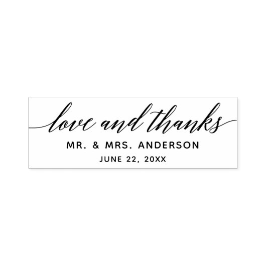 Tampon Auto-encreur Calligraphie moderne Script Amour et Merci Mariage (Design)