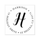 Tampon Auto-encreur Calligraphie Monogramme Ronde Adresse de retour (Design)