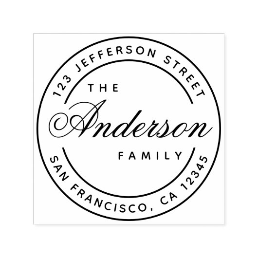 Tampon Auto-encreur Calligraphie Nom de famille Elegant Script Address (Design)