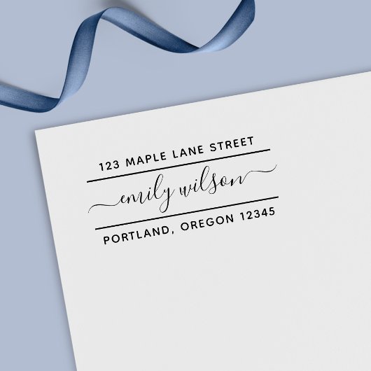 Tampon Auto-encreur Calligraphie Nom du script 2 lignes Adresse de ret