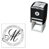 Tampon Auto-encreur Calligraphie Script Monogramme Nom de famille Adre (En situation)