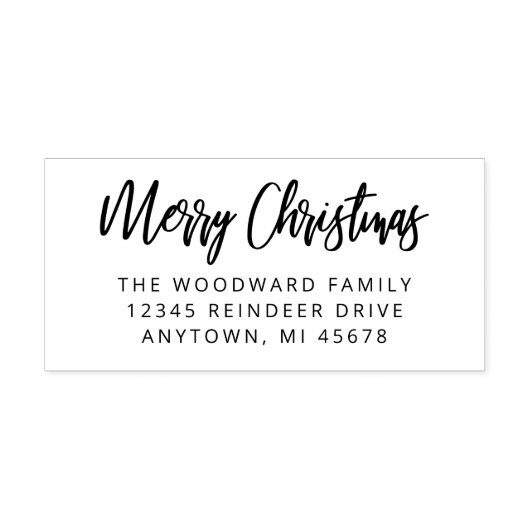 Tampon Auto-encreur Calligraphie simple Joyeux Noël Adresse de retour (Design)
