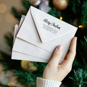 Tampon Auto-encreur Calligraphie simple Joyeux Noël Adresse de retour