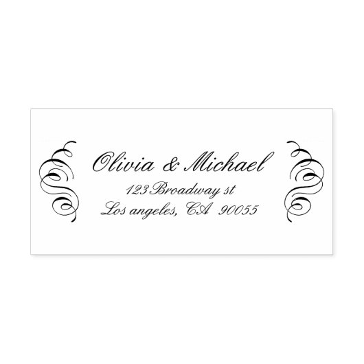 Tampon Auto-encreur Calligraphie vintage Mariage personnalisé Adresse  (Design)