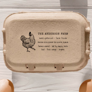 Tampon Auto-encreur Campagne vintage Famille de poulet ferme Oeuf Cart