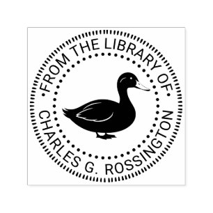 Tampon Auto-encreur Canard rustique debout Nom du livre de bibliothèqu
