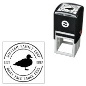 Tampon Auto-encreur Canard tiré à la main et détails de la ferme ronde (En situation)