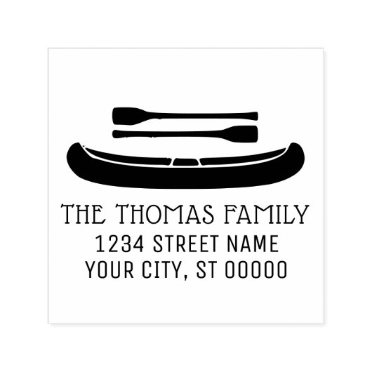 Tampon Auto-encreur Canot avec voitures Silhouette Nom Adresse Monogra (Design)