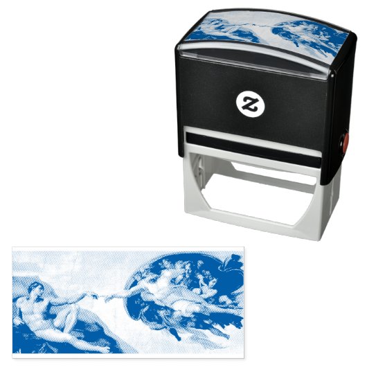 TAMPON AUTO-ENCREUR  CAPITALE DE CAOUTCHOUC : MICHELANGELO : LA CRÉATIO (En situation)