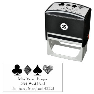 Tampon Auto-encreur Card Suits Casino Las Vegas Adresse de retour