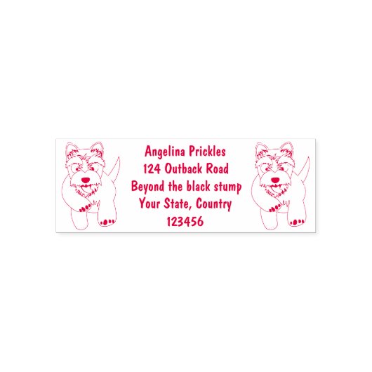 Tampon Auto-encreur Caricature blanche de terrier de l'ouest (Design)