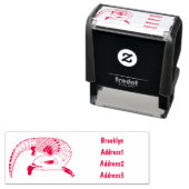 Tampon Auto-encreur Caricature en bleu (En situation)