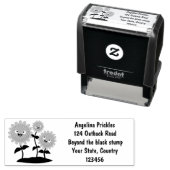 Tampon Auto-encreur Caricature joli tournesol souriant illustration (En situation)