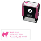 Tampon Auto-encreur Carlin chien Baby shower rose chiot fille (En situation)