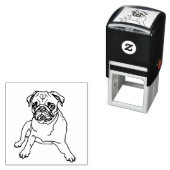 Tampon Auto-encreur Carlin personnalisé Chien mignon Moderne Hipster T (En situation)