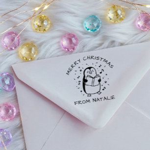 Tampon Auto-encreur Carol Whimsical chanter Penguin Joyeux Noël