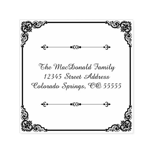 Tampon Auto-encreur Carré Flourish - Timbre d'adresse auto-alimentée (Design)