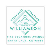 Tampon Auto-encreur Carré moderne Mountain Sunset Adresse paysager (Design)