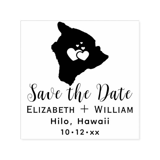 Tampon Auto-encreur Carte de Big Island Hawaii Mariage Enregistrer la  (Design)