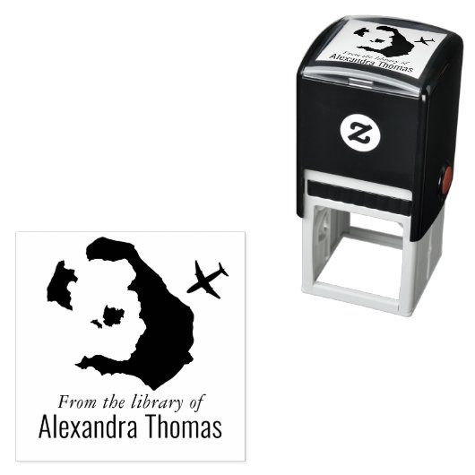 Tampon Auto-encreur Carte de Santorin Grèce Plan Avion Bibliothèque No (En situation)